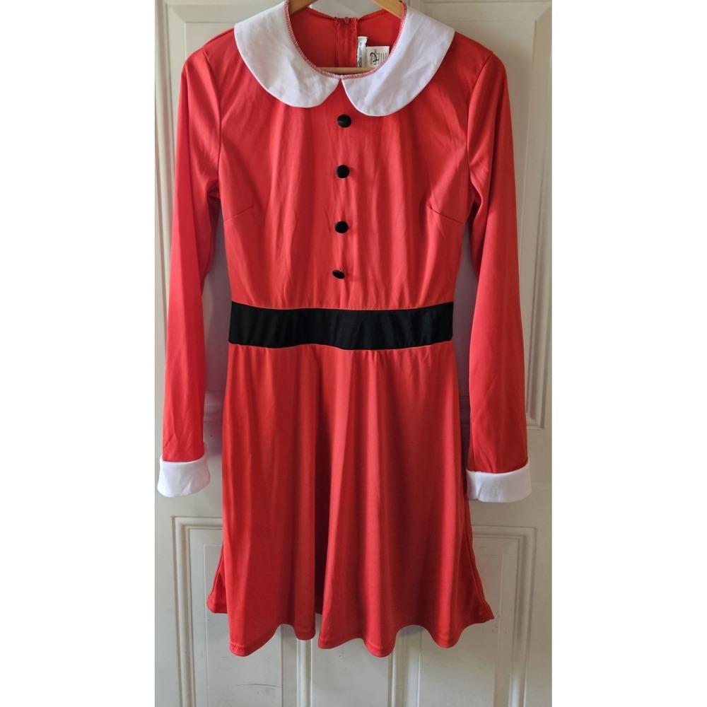 Women's Red Annie‎ Orphan Costume Dress Peter Pan Collar Halloween Costume...